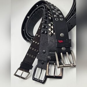 Y2K Tony Hawk Hot Topic Black/Silver/Gun Metal Leather Belt Gothic Punk Rock